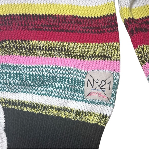 No.21 Kids Multicolored Striped Cardigan Sweater Marl-knit V-neck Size 14 (teen) - Picture 8 of 16